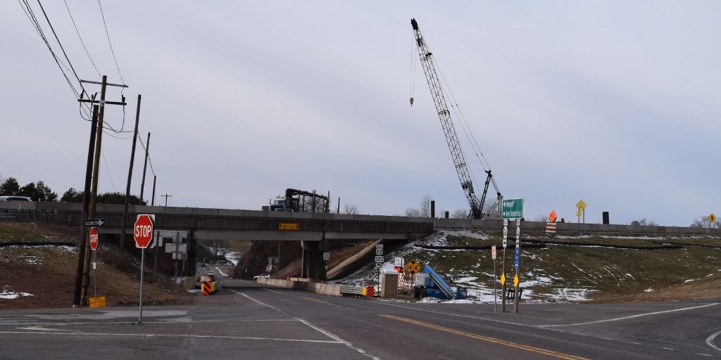 Ongoing construction on the William Penn Highway bridge